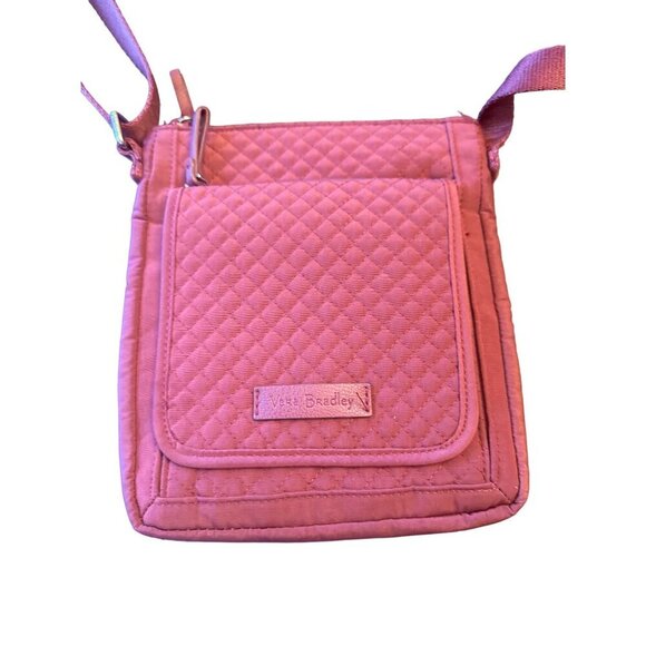 Vera Bradley Quilted Crossbody Bag In Raspberry Pink With Floral Lining Adjustab - Picture 2 of 6